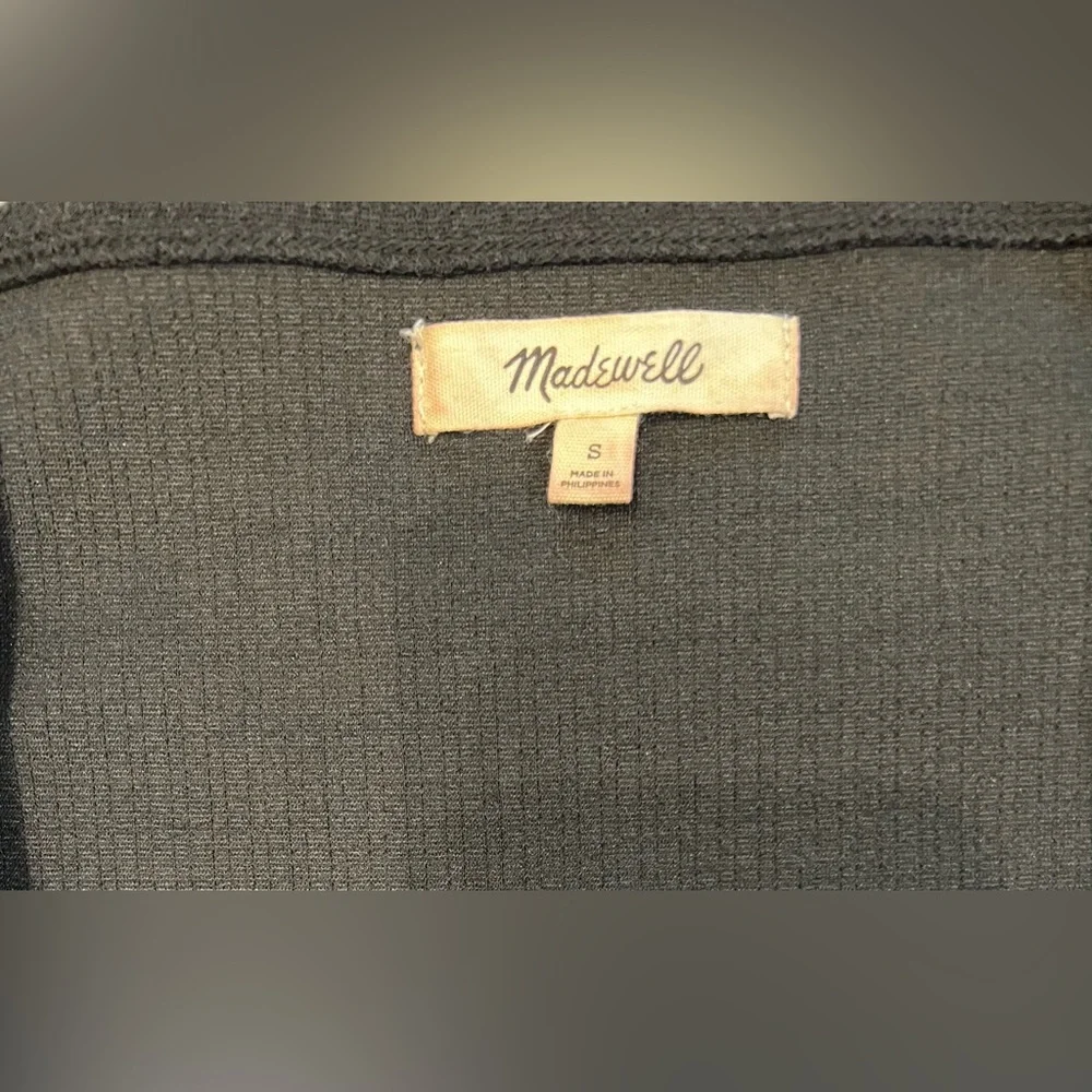 Madewell Black Square Neck Long Sleeve Puff Blouse